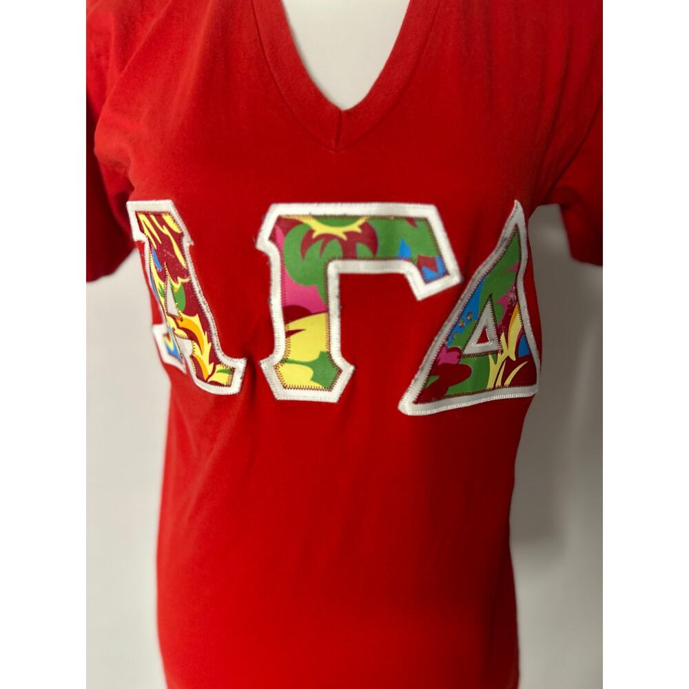 Alpha Gamma Delta Sorority V Neck T Shirt American Apparel Small preppy